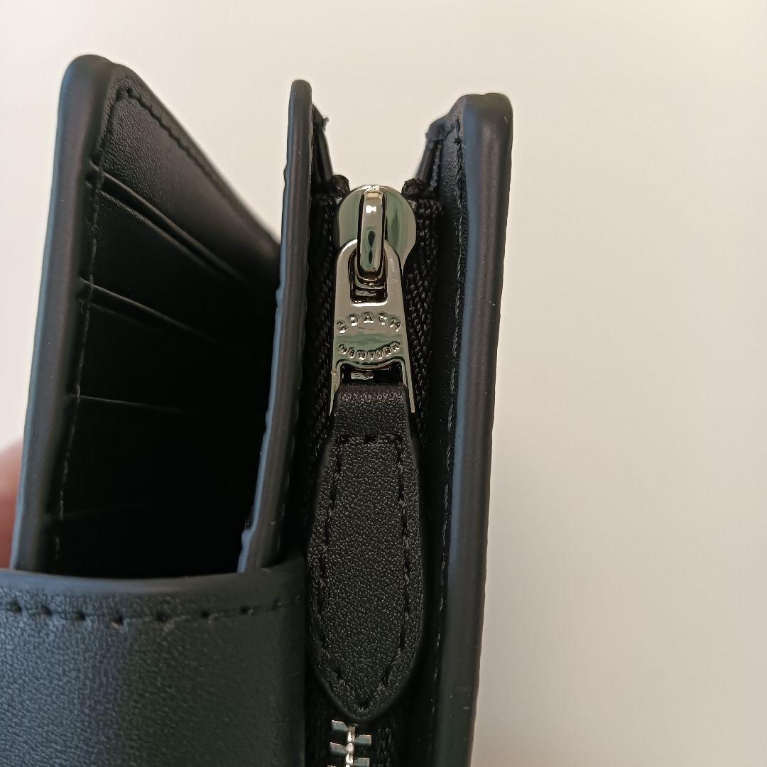 新品　COACH 長財布　コーチ　二つ折り財布 ブラック シグネチャー シルバー