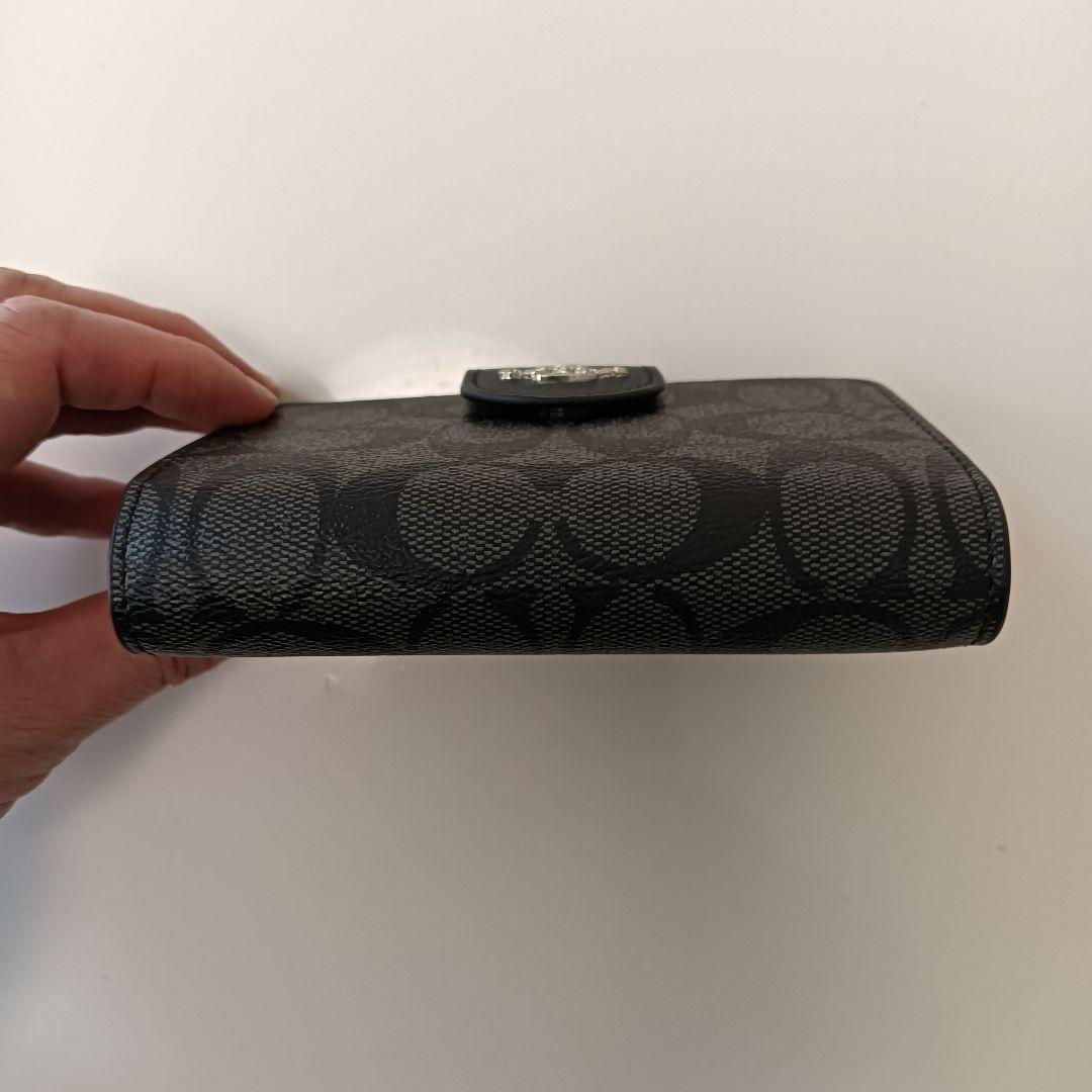 新品　COACH 長財布　コーチ　二つ折り財布 ブラック シグネチャー シルバー