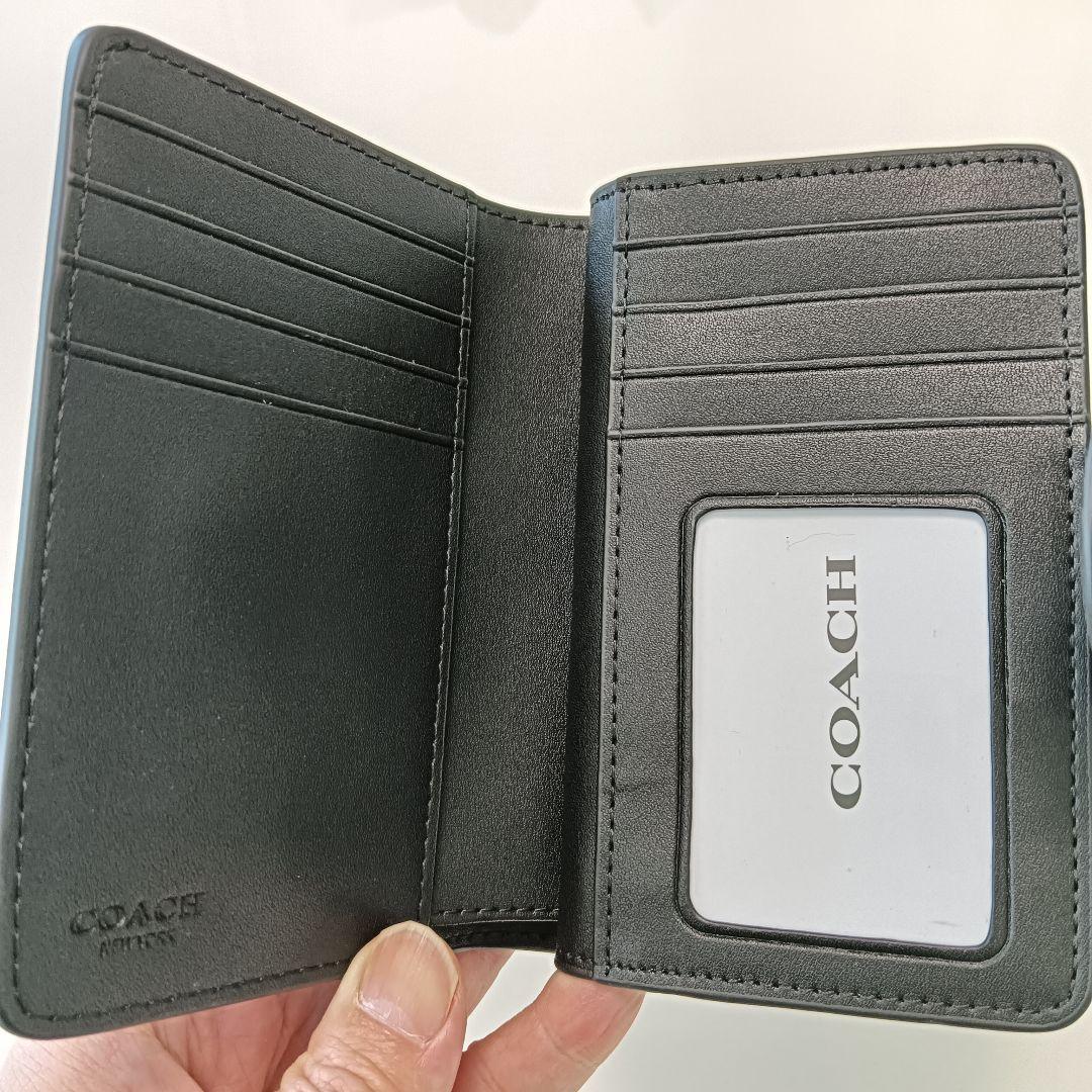 新品　COACH 長財布　コーチ　二つ折り財布 ブラック シグネチャー シルバー