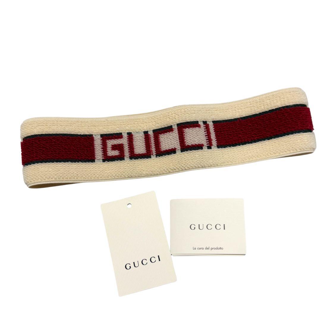 GUCCI グッチ ロゴ ニット ヘアバンド ウェブ柄
