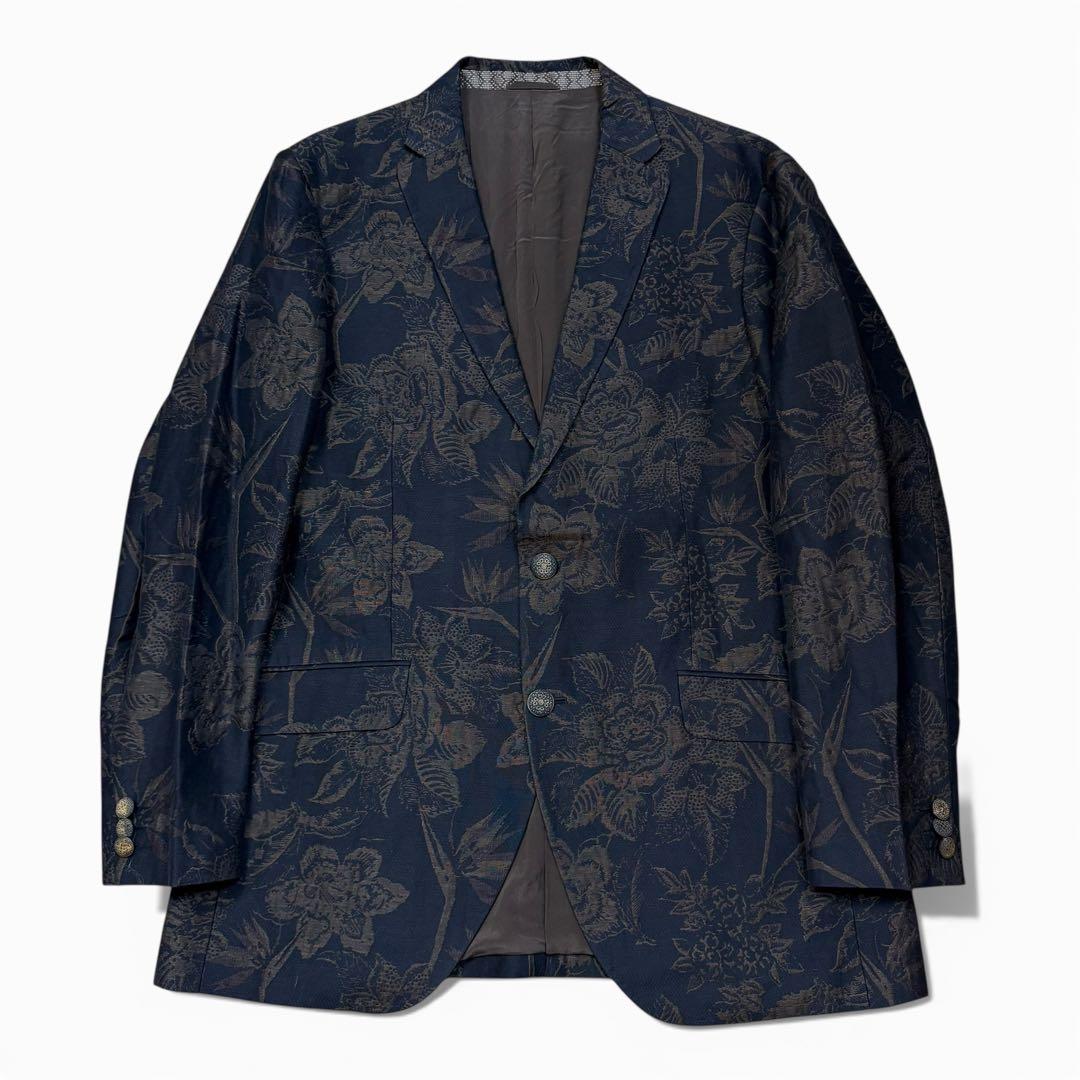 極美品 ETRO 現行 シルク アンコンジャケット 花柄 総裏 サイズ54