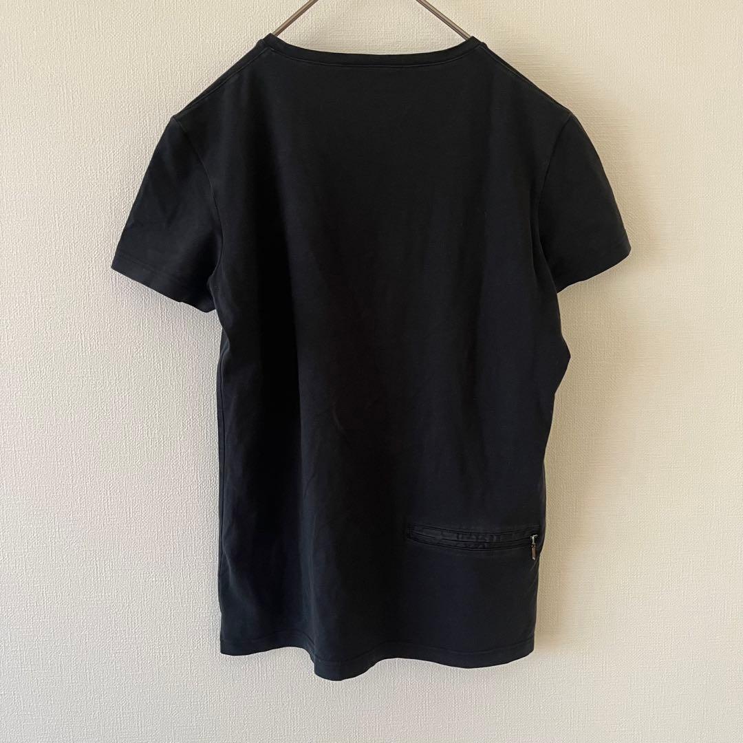 美品 PRADA プラダ 半袖ストレッチＴシャツ ロゴ入り Sサイズ 黒