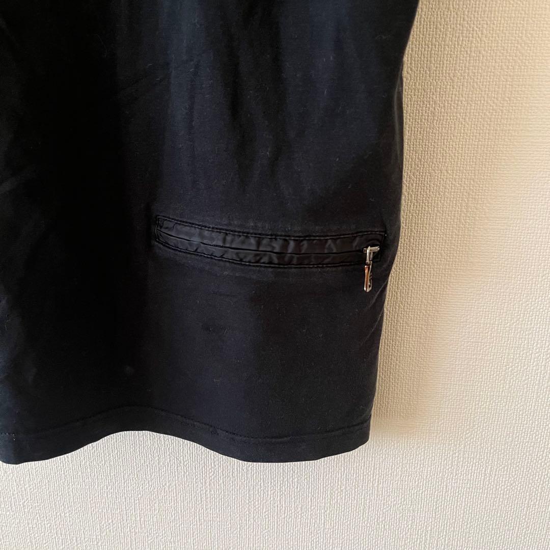 美品 PRADA プラダ 半袖ストレッチＴシャツ ロゴ入り Sサイズ 黒