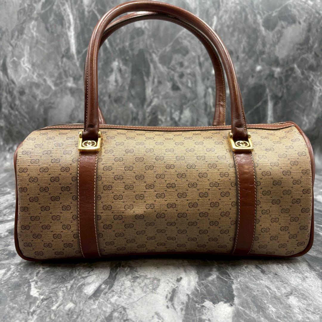✨美品✨GUCCI GG ボストンバッグ ブラウン レザー ロゴ ゴールド金具
