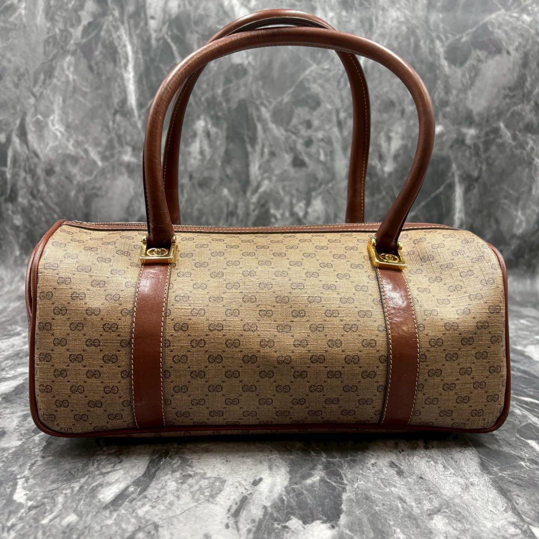 ✨美品✨GUCCI GG ボストンバッグ ブラウン レザー ロゴ ゴールド金具