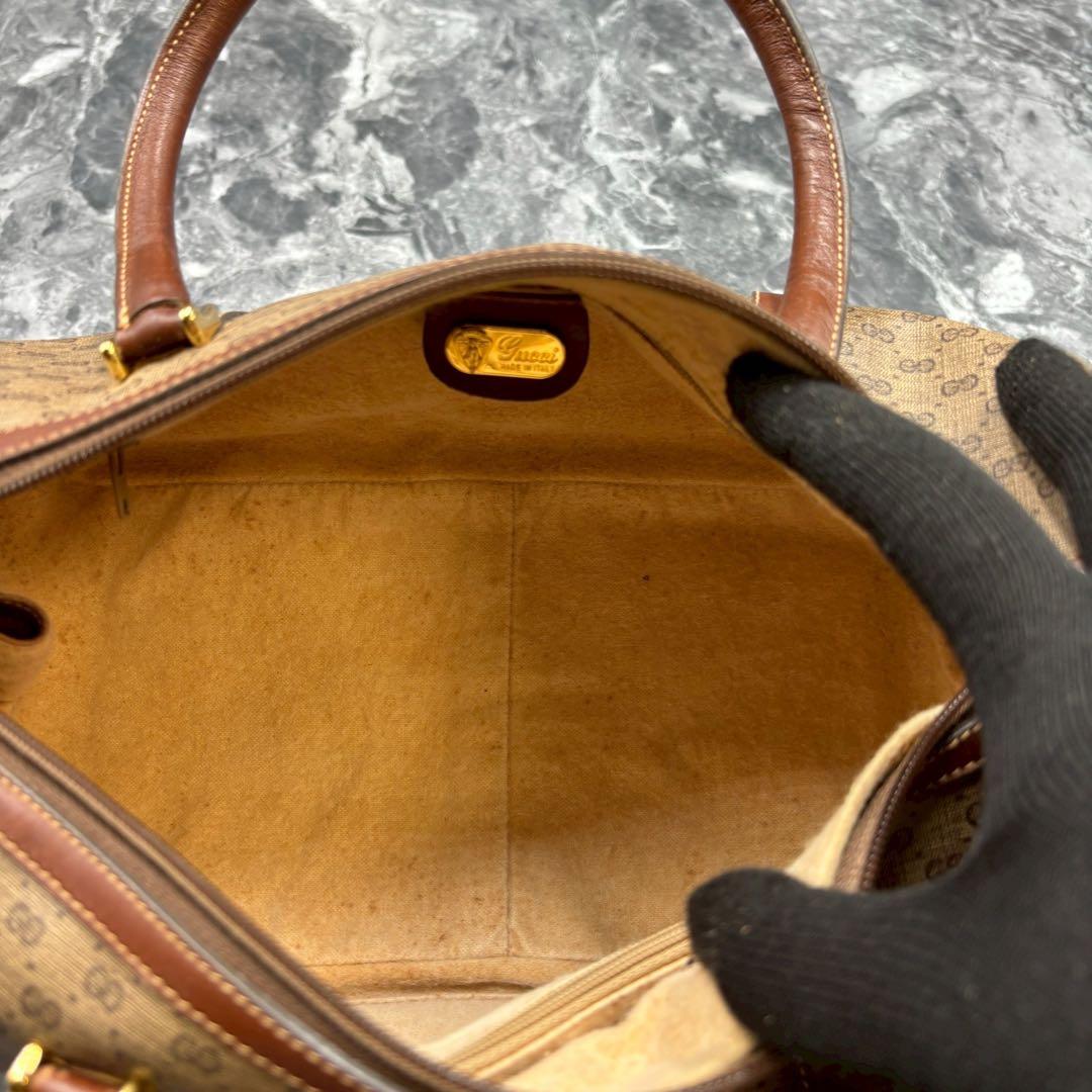 ✨美品✨GUCCI GG ボストンバッグ ブラウン レザー ロゴ ゴールド金具