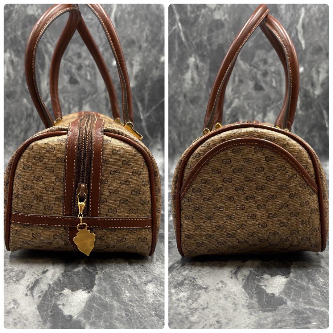 ✨美品✨GUCCI GG ボストンバッグ ブラウン レザー ロゴ ゴールド金具