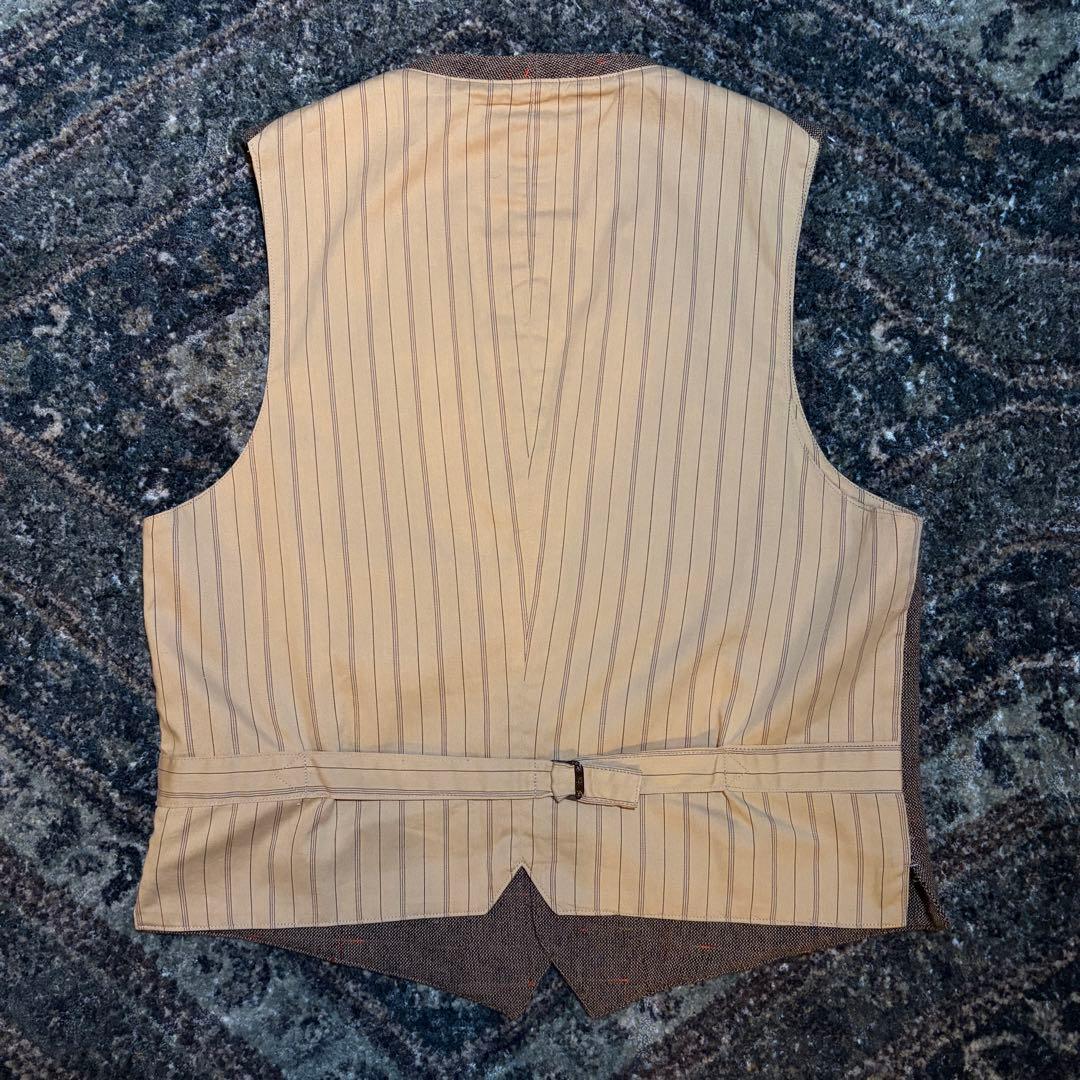【90s 初期 三ツ星タグ】RRL ネップ ウール混ベスト シンチバック 古着