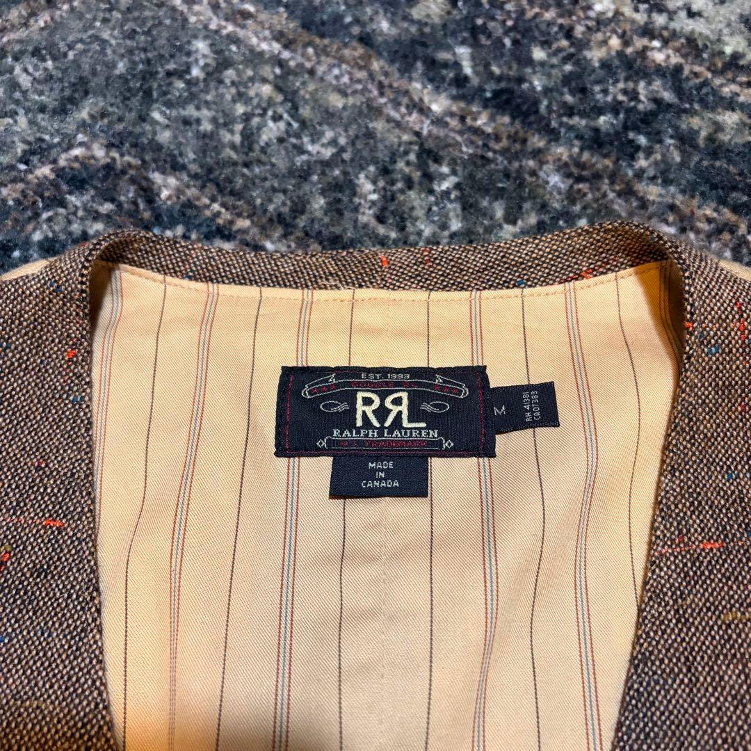 【90s 初期 三ツ星タグ】RRL ネップ ウール混ベスト シンチバック 古着