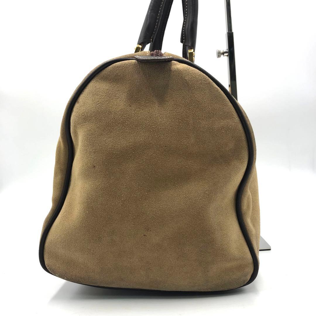 希少 美品 ロエベ ボストンバッグ 大容量 アナグラム 鍵付 スエード レザー