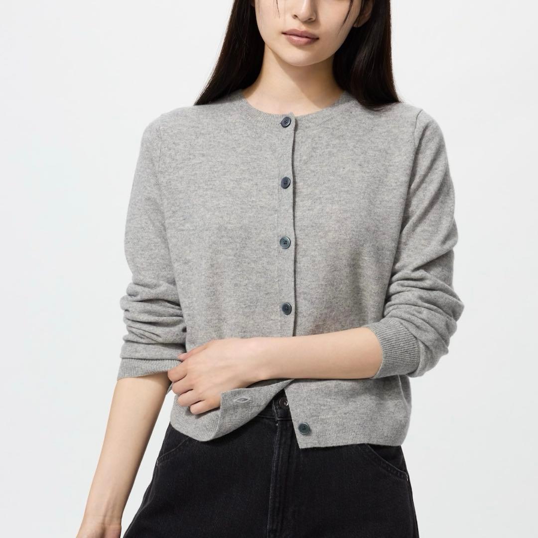 今季　新品　UNIQLO カシミヤクルーネックショートカーディガン S 黒