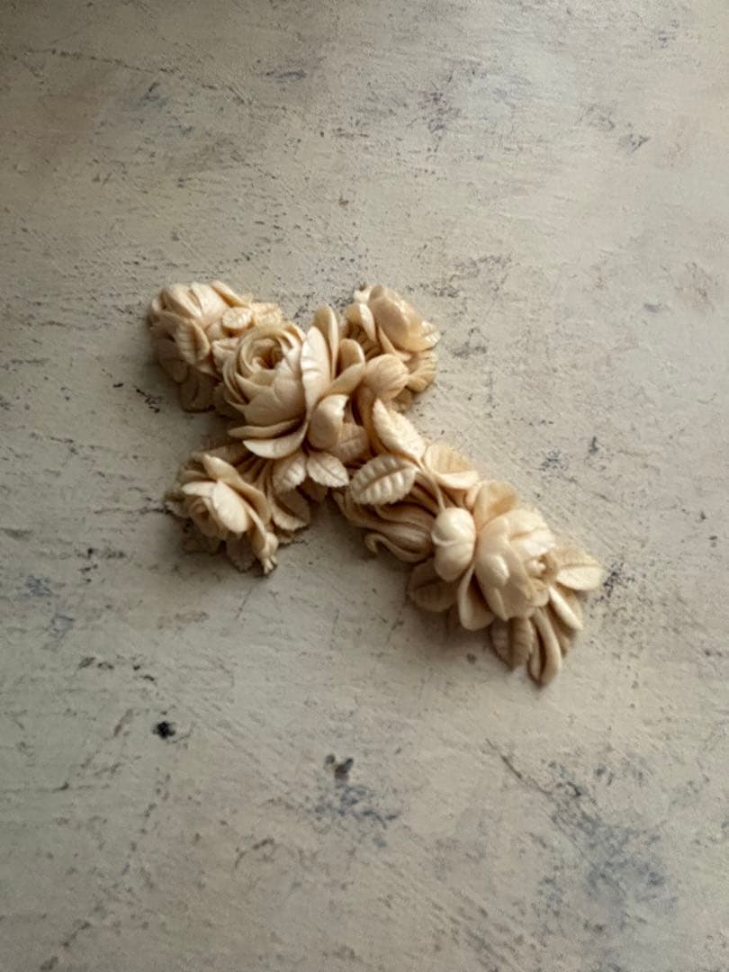 19世紀 フランスアンティーク アイボリー薔薇彫刻