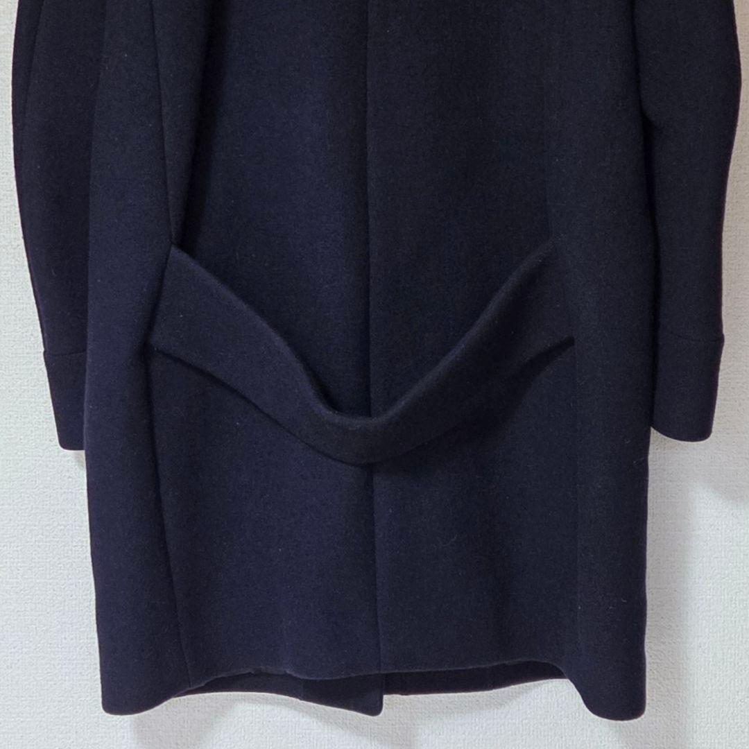 【美品】IÉNA 2way フード付替え ノーカラー ジップコート ネイビー M