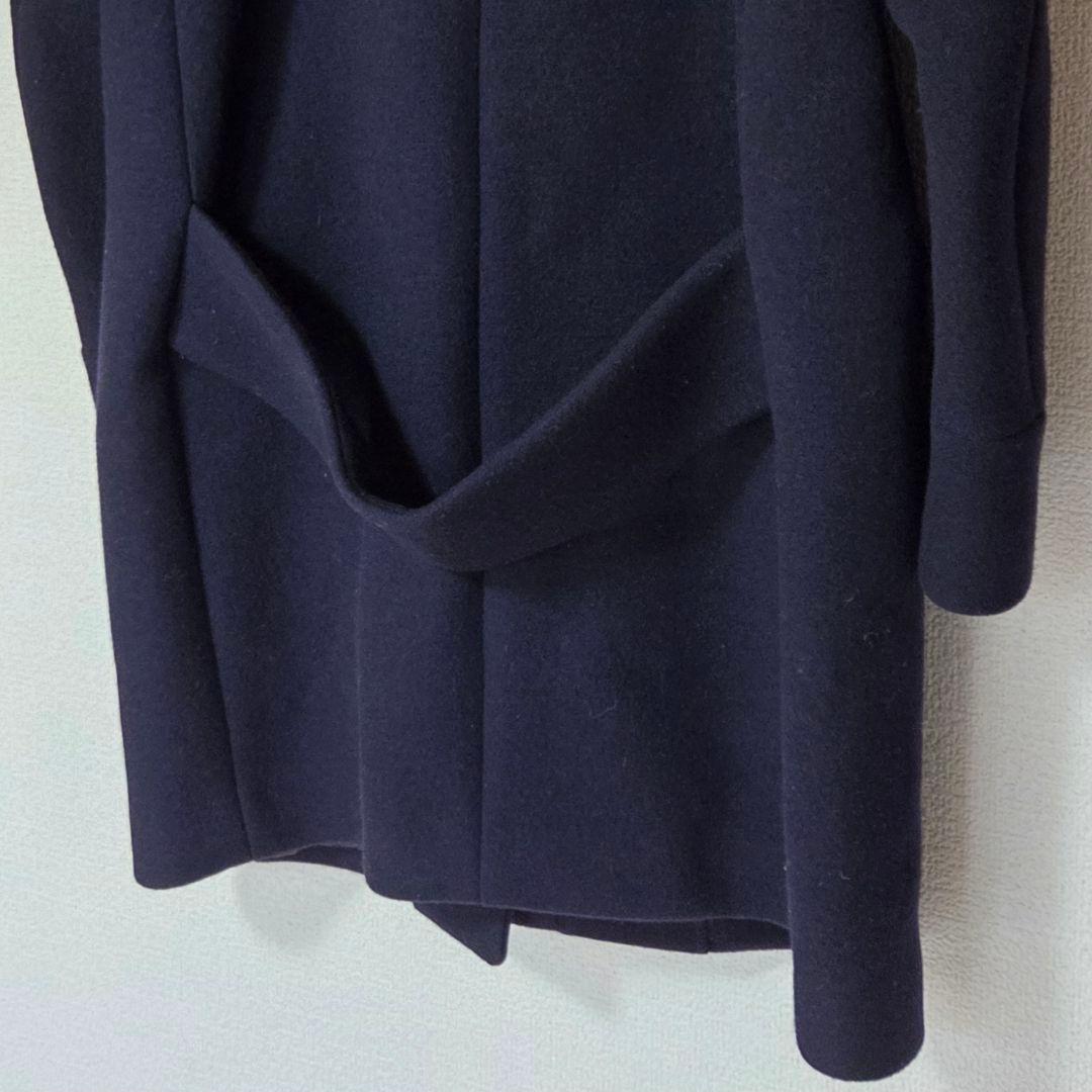 【美品】IÉNA 2way フード付替え ノーカラー ジップコート ネイビー M