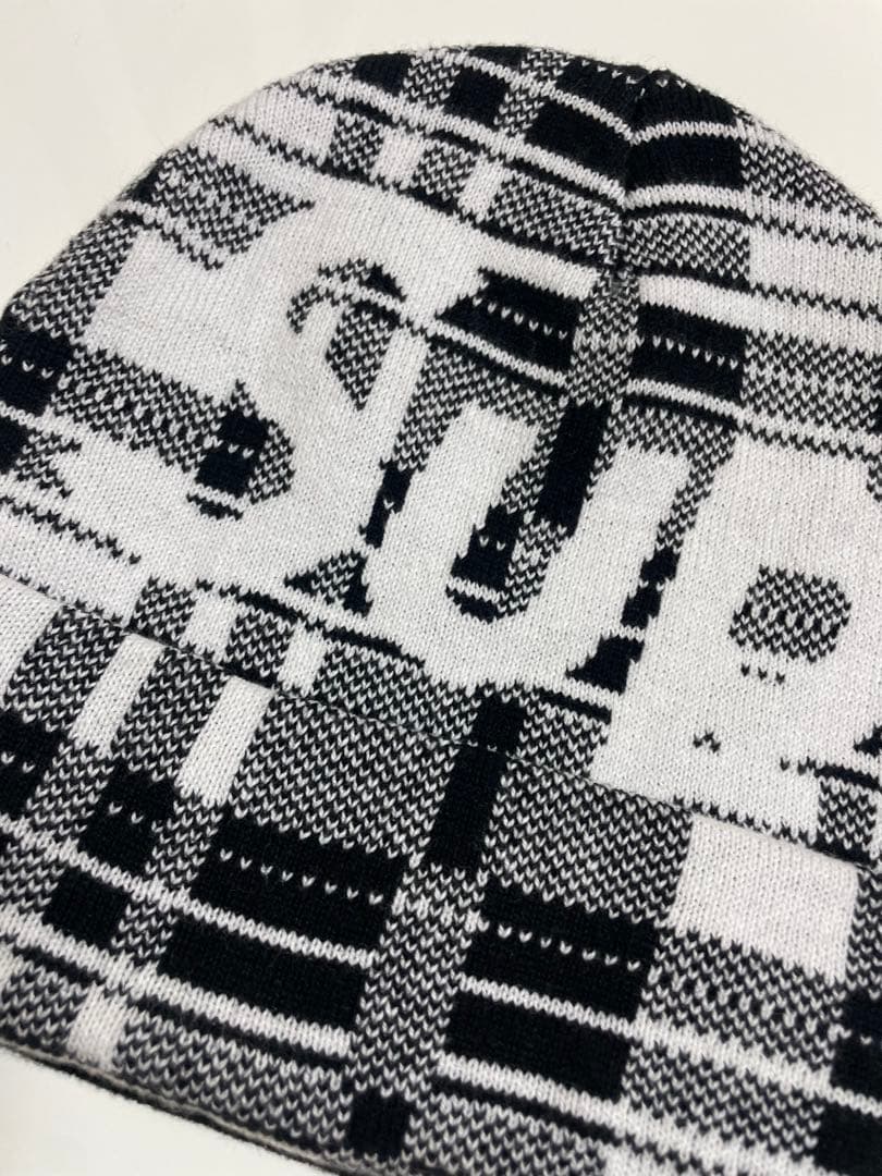 Supreme Big Logo Beanie White Plaid チェック