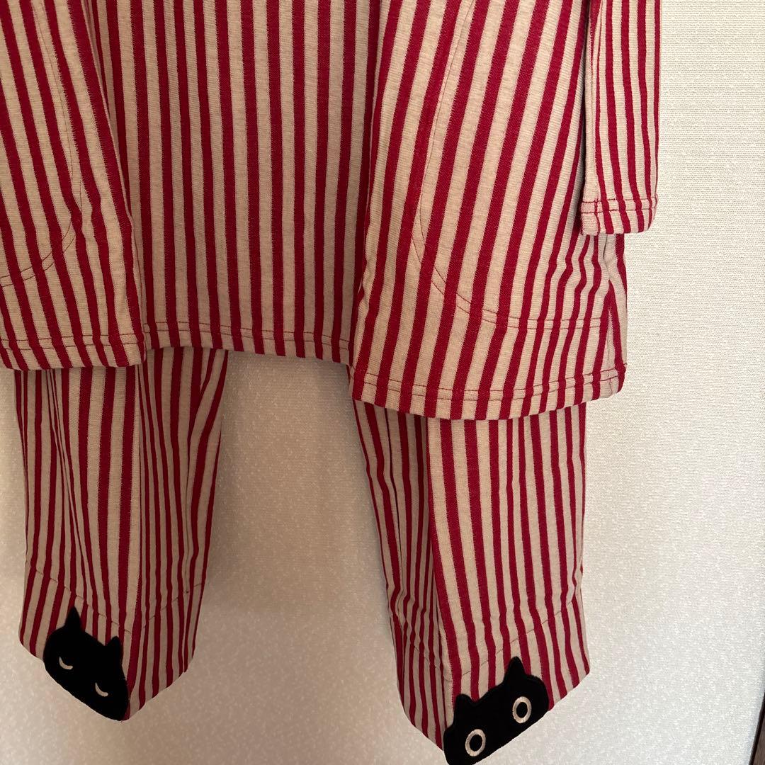 新品　Atsuko Matano 赤ベージュストライプパジャマ