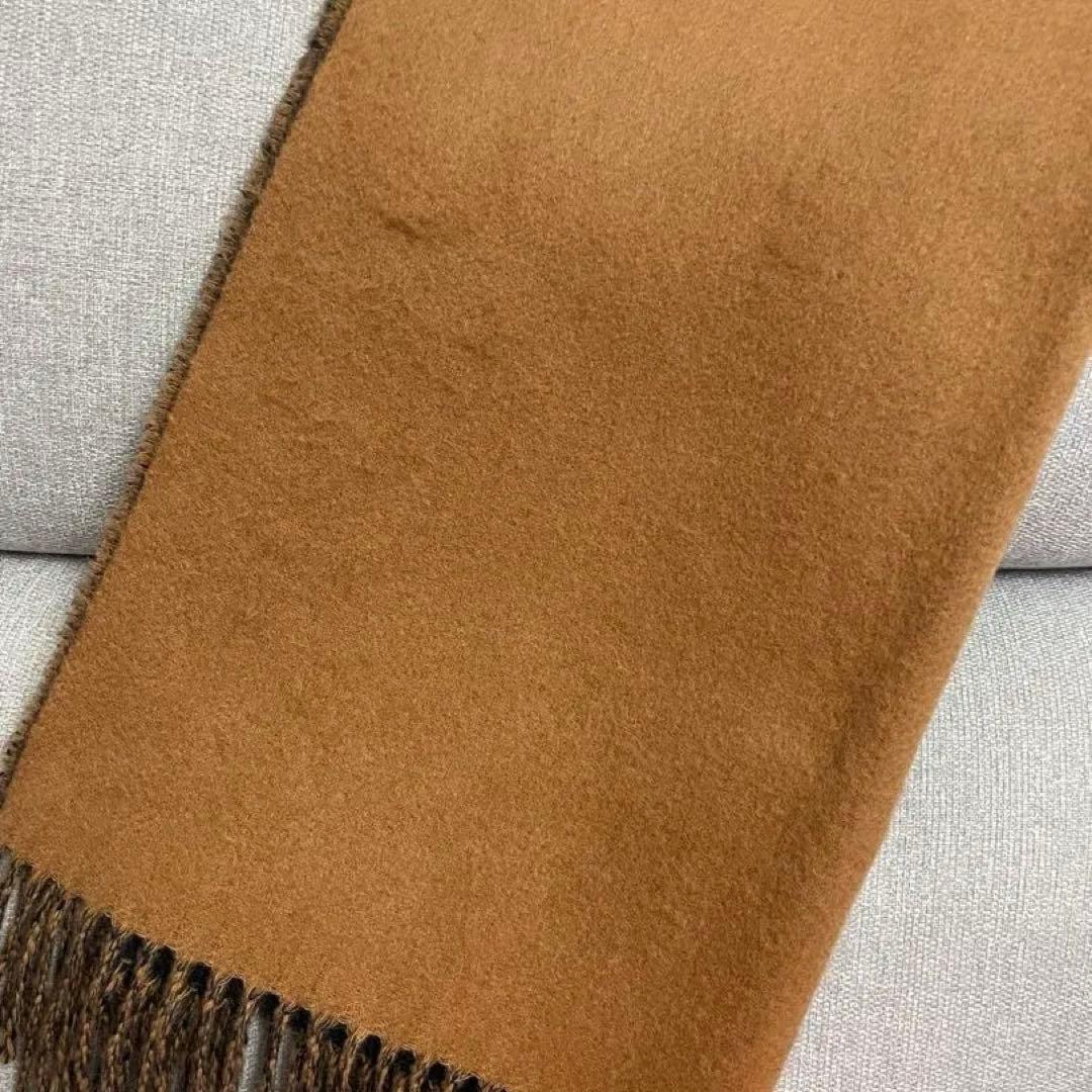 HERMES ブラウン ウール マフラー フリンジ付き