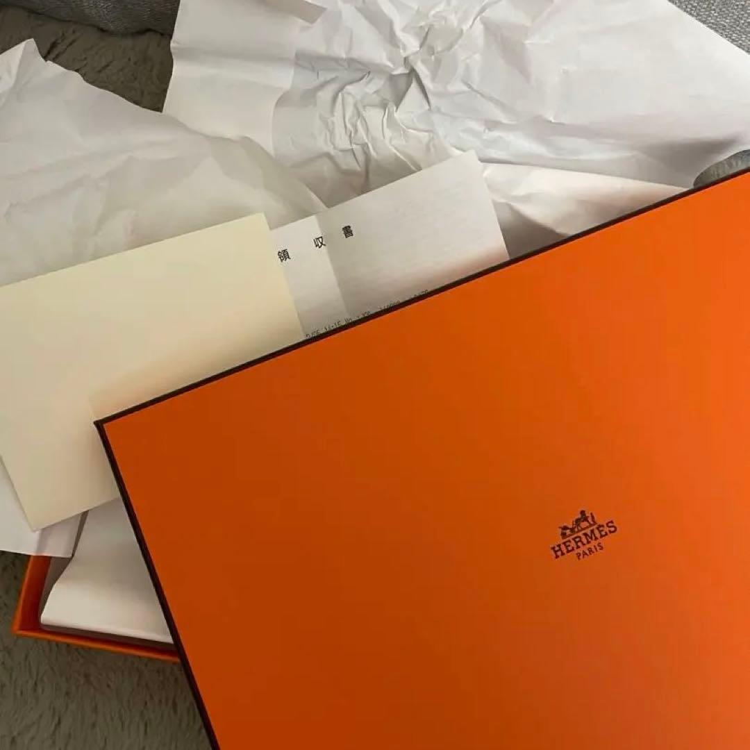 HERMES ブラウン ウール マフラー フリンジ付き