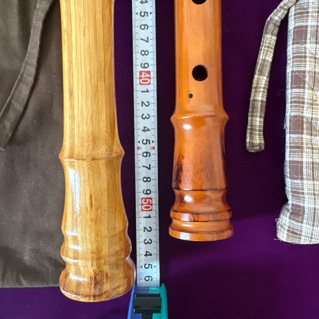 尺八　55cm竹製、52cm 木製？　2本セット 中古　胡蝶