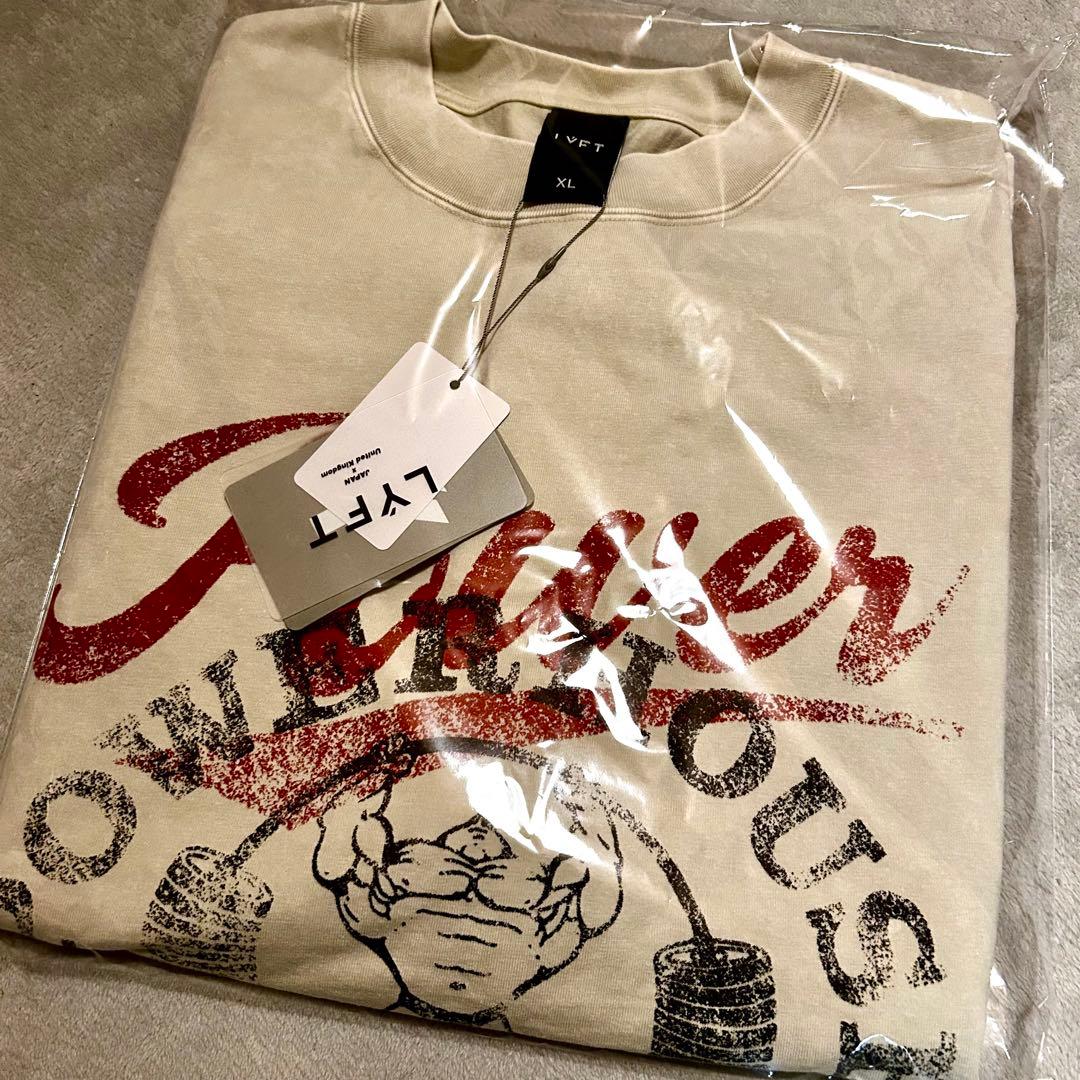 LÝFT × POWER HOUSE GYM Tシャツ　アイボリー XLサイズ