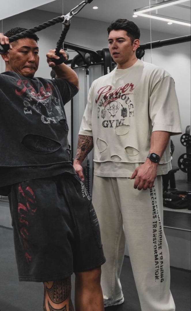 LÝFT × POWER HOUSE GYM Tシャツ　アイボリー XLサイズ