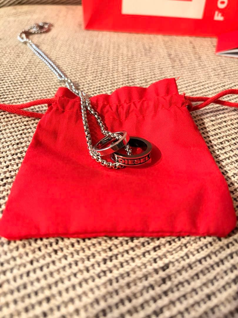 【美品】DIESEL ダブルリングネックレス