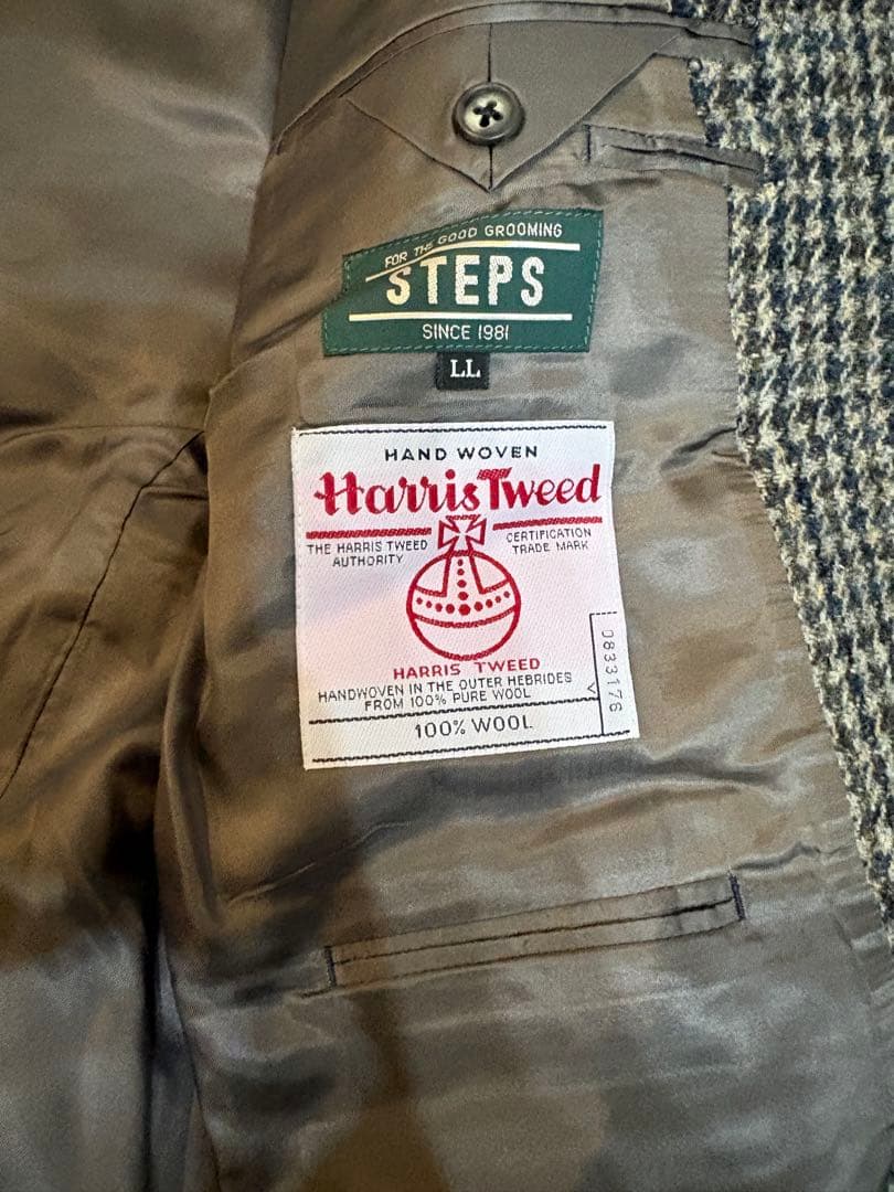 【新品】STEPS テーラードジャケット　LL Harris Tweed