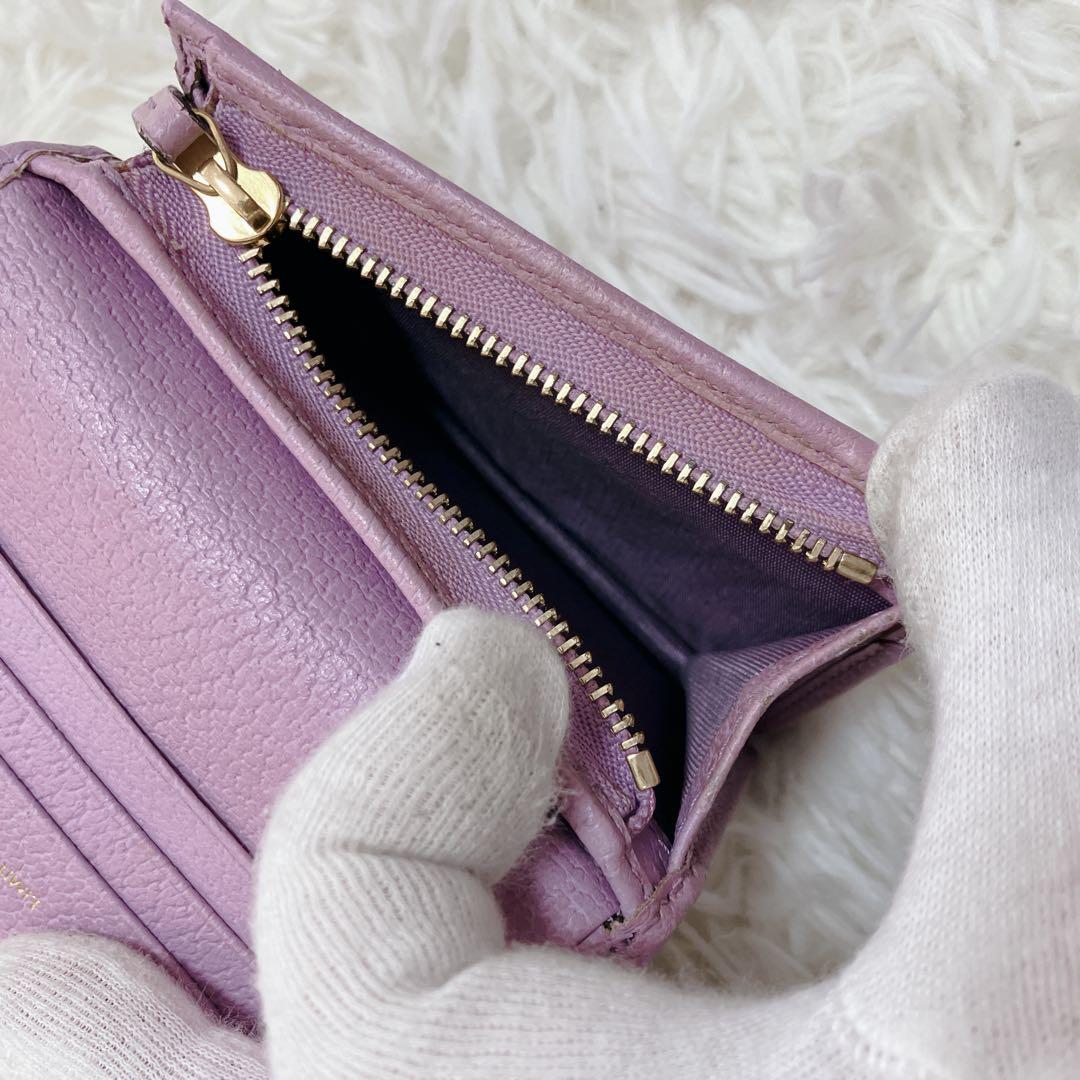 美品 グッチ 二つ折り財布 GGマーモント フローラ パープル 日本限定