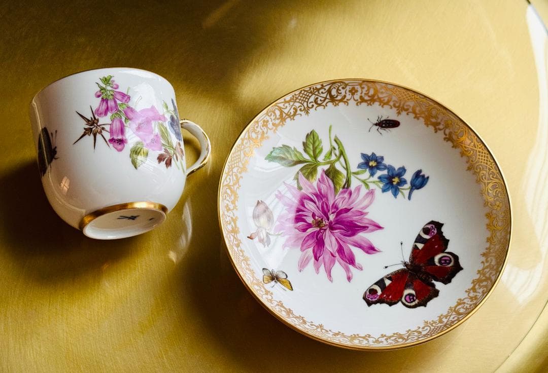 最高峰マイセン| Meissen「FFブルーメ」カップ&ソーサー 未使用完品