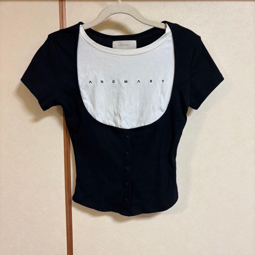 トップス andmary andmary Mary logo tops black