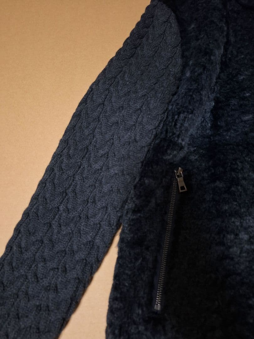 EPOCA UOMO リアルファー ラビット 切り替えニット ジャケット