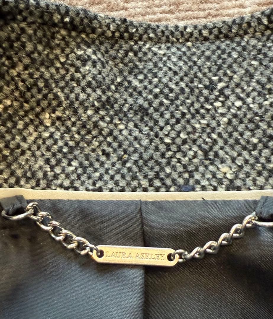 LAURA ASHLEY グレー ツイードロングコート