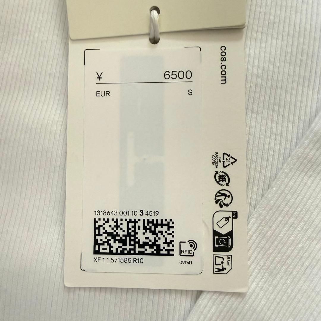 【完売品】　COS スリムリブコットン長袖Tシャツ　ホワイト　sサイズ