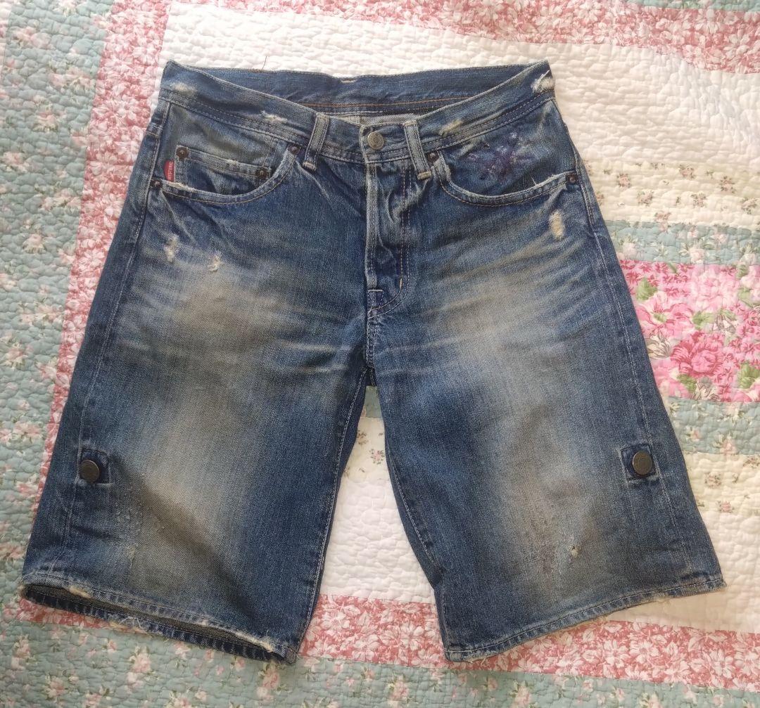 HYSTERIC GLAMOUR ダメージ加工デニムショートパンツ