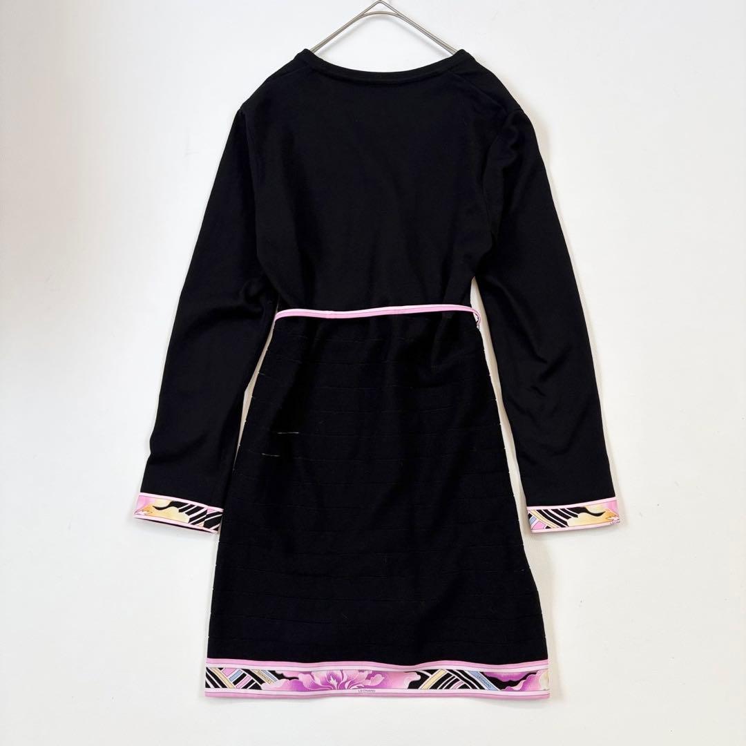 近年物 極美品✨レオナール カンカン素材 ロングカーディガン 羽織り 黒