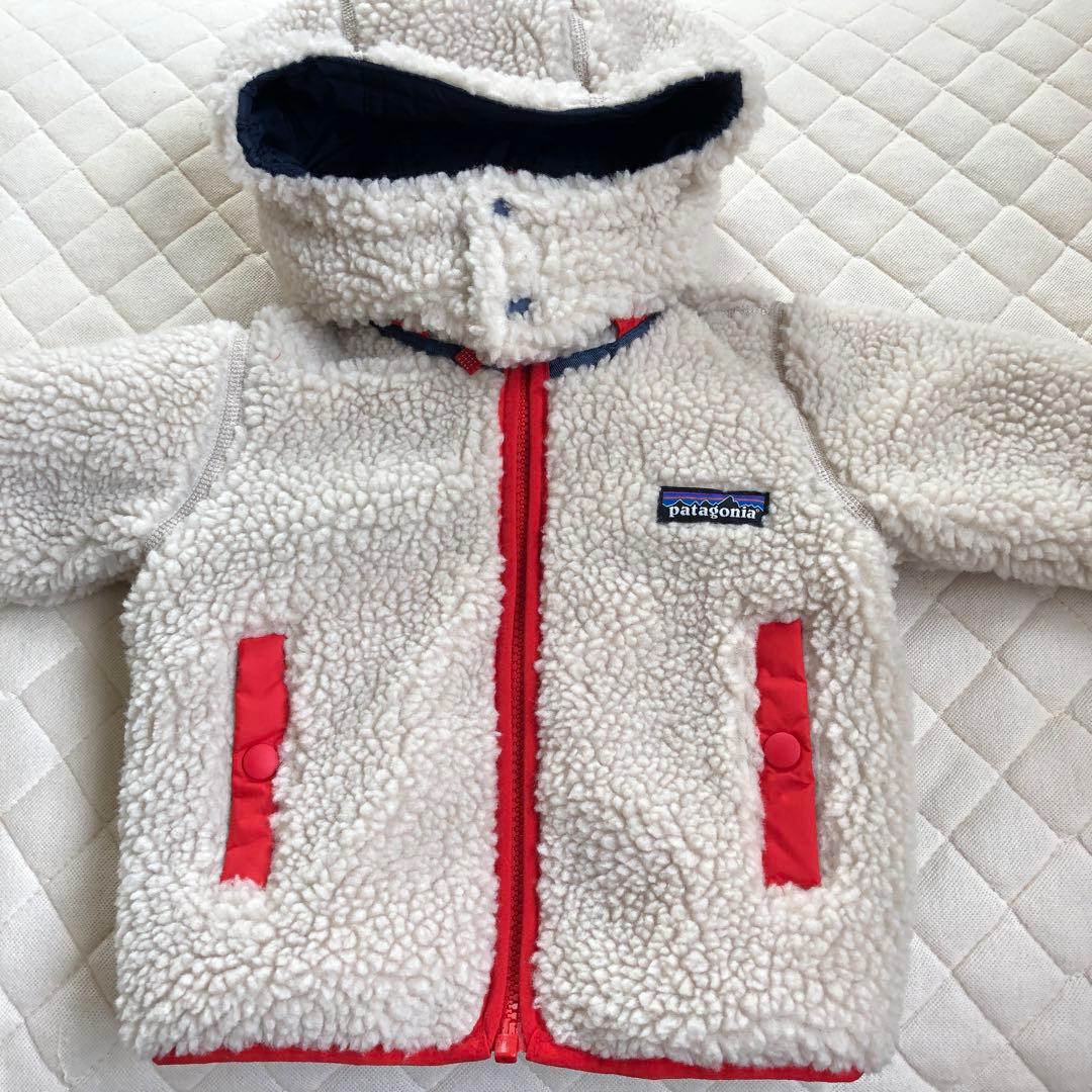 patagonia トリブルズ フーディ3-6M ネイビー/レッド