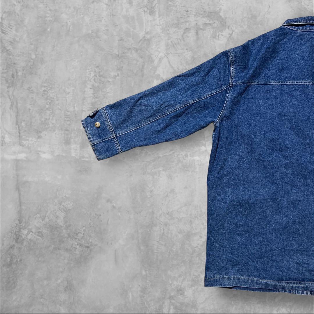 Liz Claiborne デニムダッフルコート チェック裏地 トグル L 古着