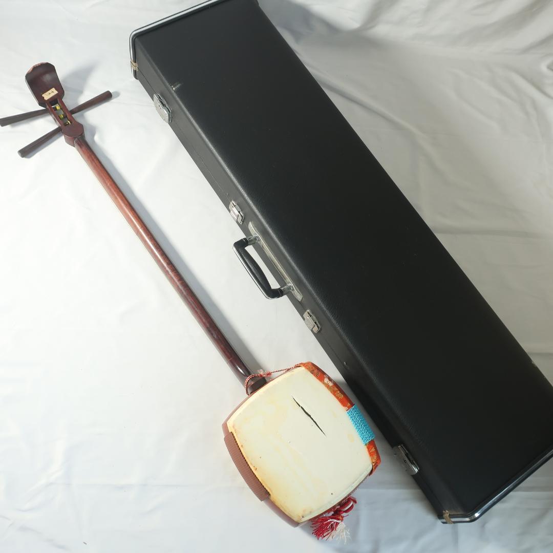 三味線 細棹 ハードケース 撥 付属 長唄 和楽器 E04