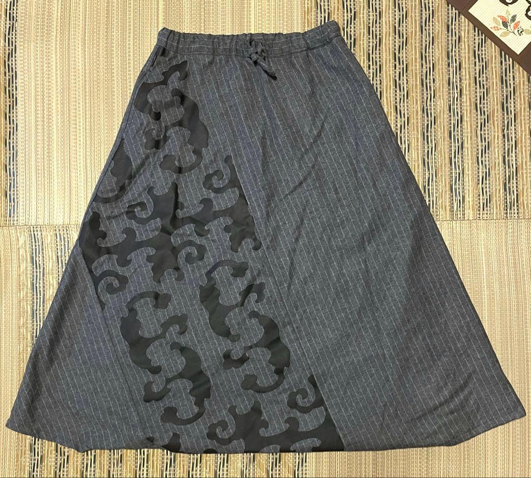 SOU SOU 梳毛間道 富士/濃灰×怒涛 M サルエル風 ウール 男女兼用