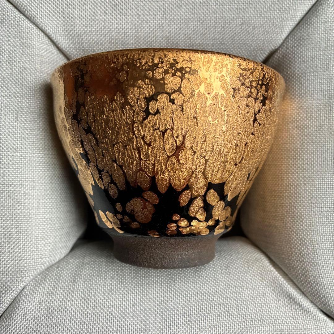 油滴黄金盏　建盞　天目茶碗　金箔