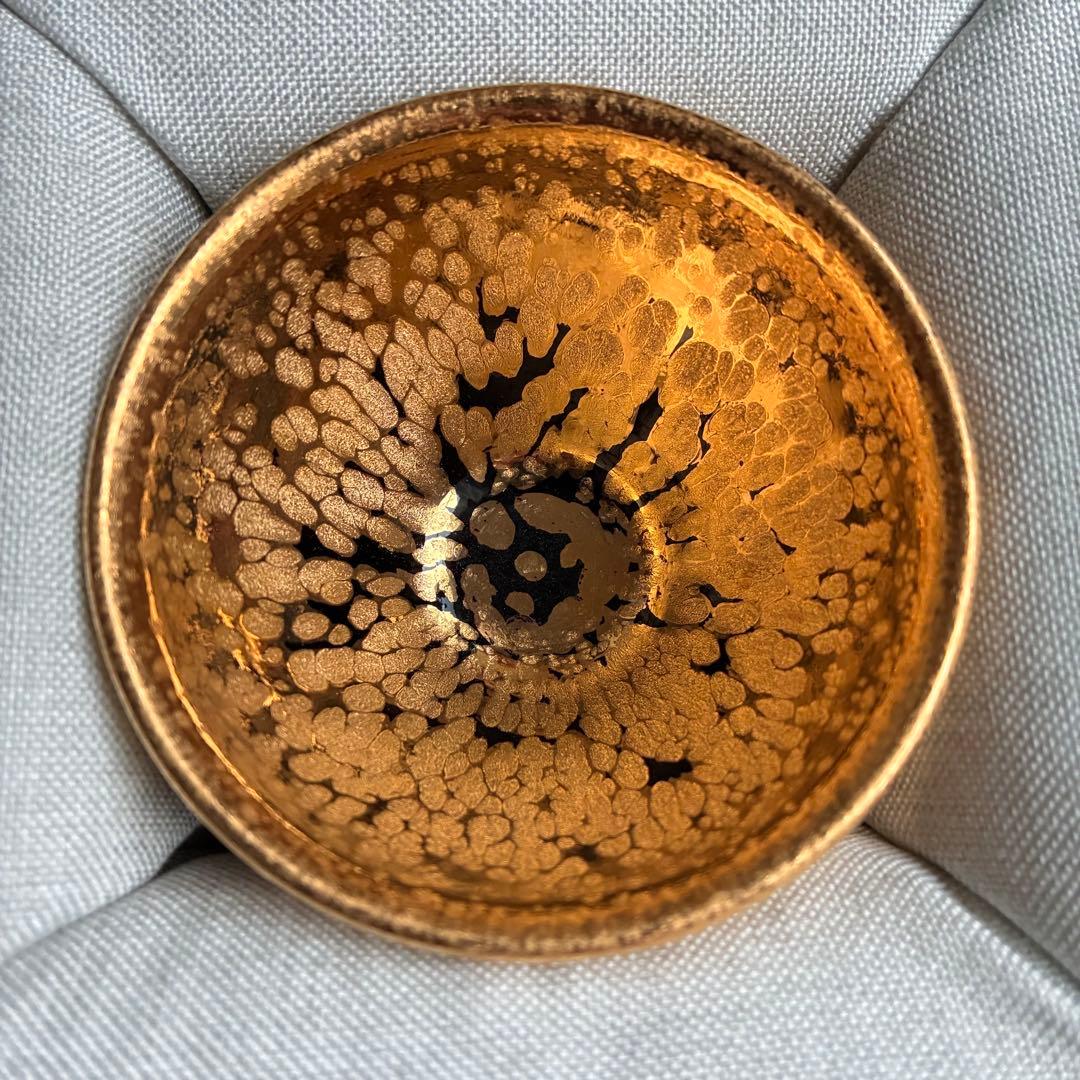 油滴黄金盏　建盞　天目茶碗　金箔