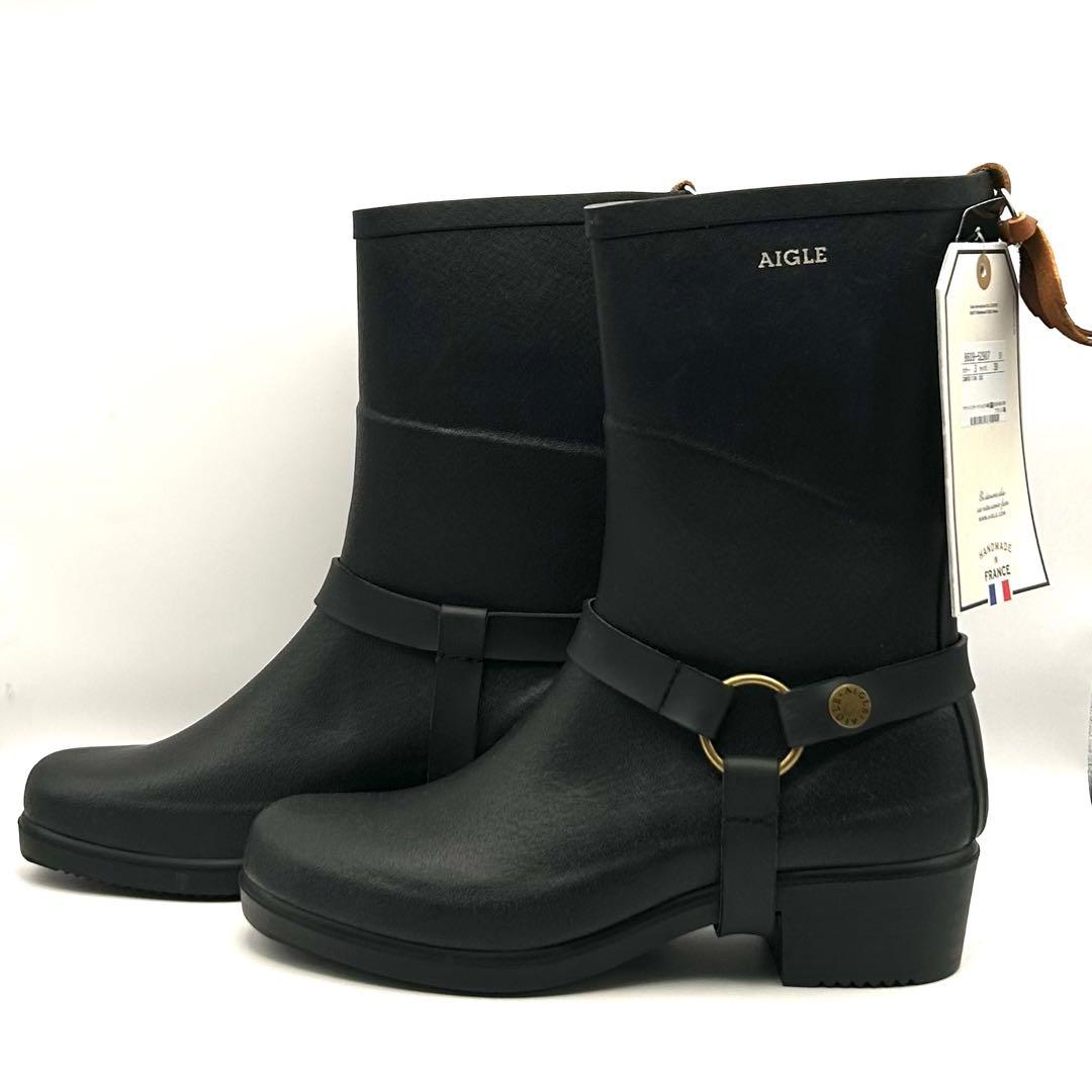 新品✨ AIGLE 【24.5㎝】 ミスジュリー ラバーブーツ ブラック
