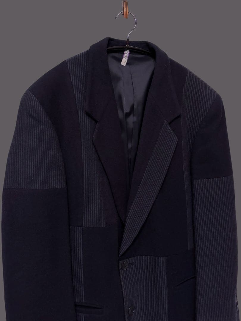 希少 LANVIN パッチワーク 再構築 テーラードジャケット モード 50