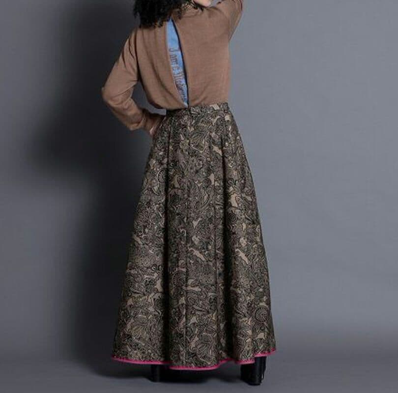 スカート THOMAS MAGPIE zentangle print long skirt