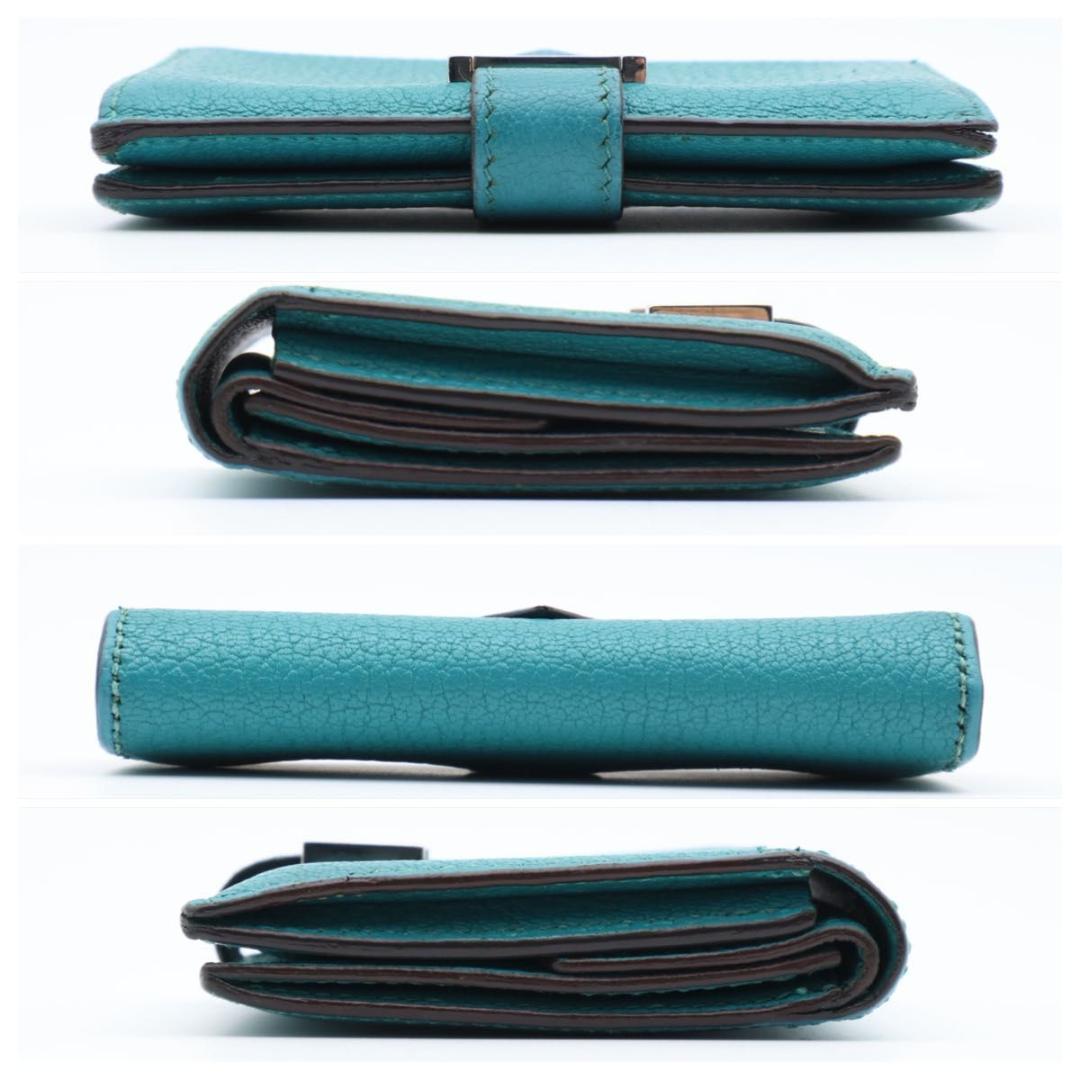 【極美品】HERMES ベアンミニ シェーブル　グリーン系二つ折り財布
