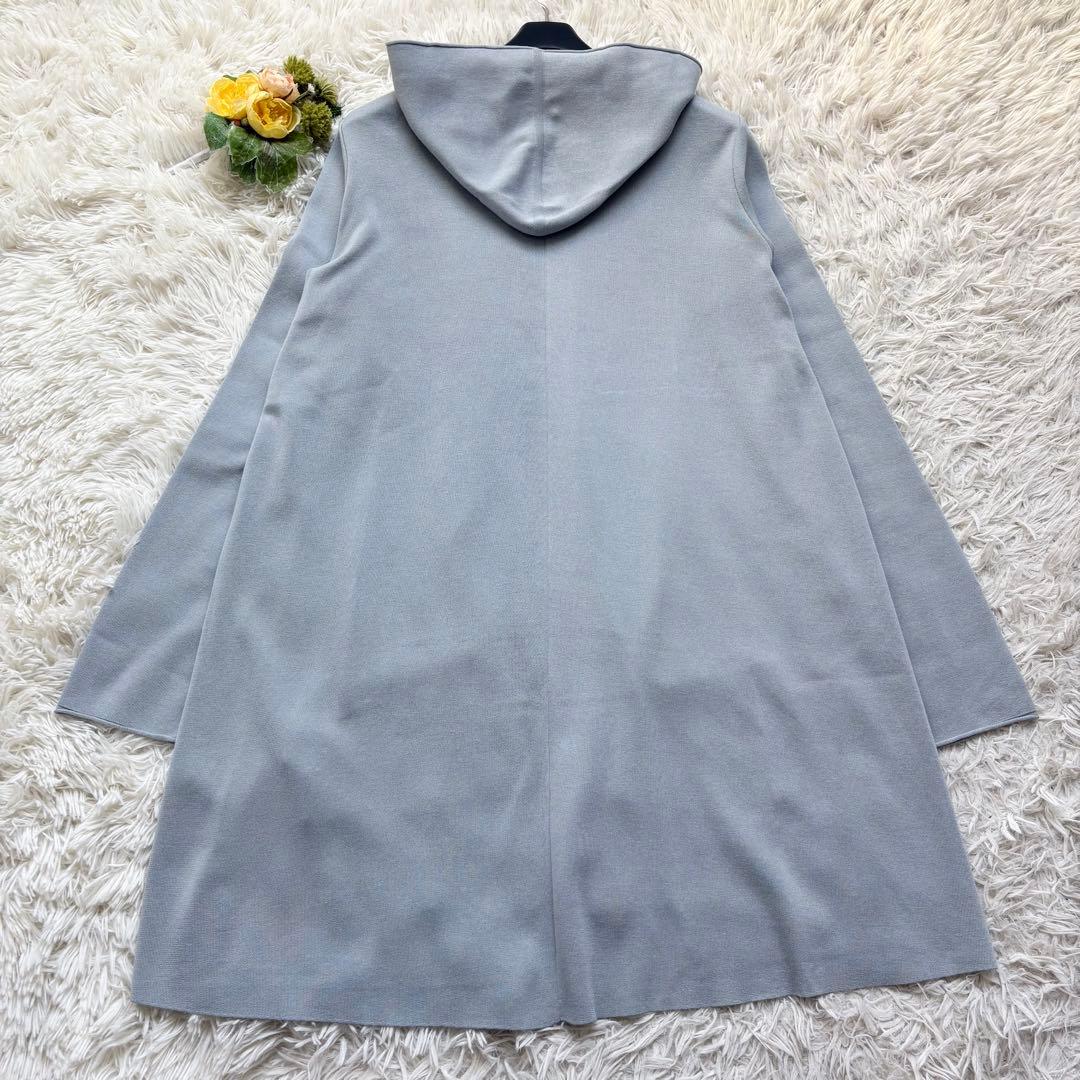 未使用級♡フォクシー ロングフーディーカーディガン ライトブルー 40 プレート