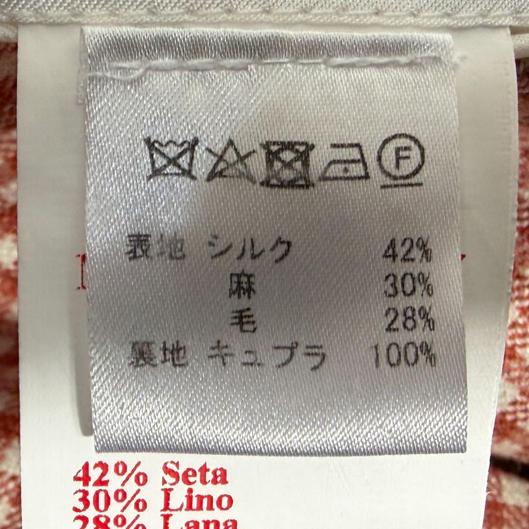 J5018美品イザイア バーニーズニューヨーク別注麻絹ギンガムチェックジャケット