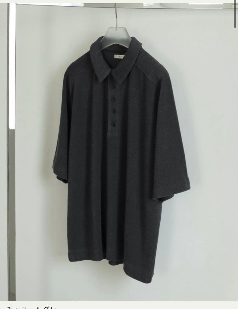 anuke アンヌーク Pile Polo Tops チャコールグレー パイル