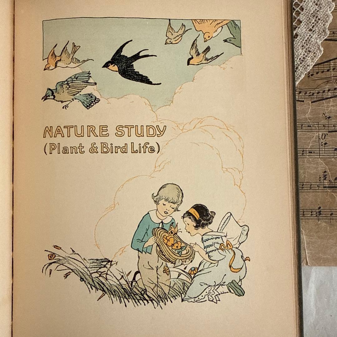 ステキな挿絵アンティーク児童書　洋書　古書　絵本ジャンクジャーナル素材　童話