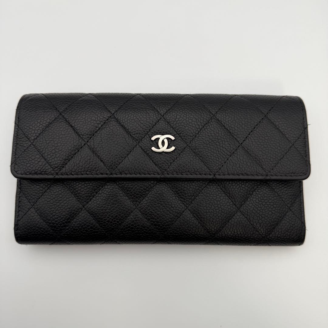 シャネル CHANEL 長財布 マトラッセ キャビアスキン 二つ折り 人気